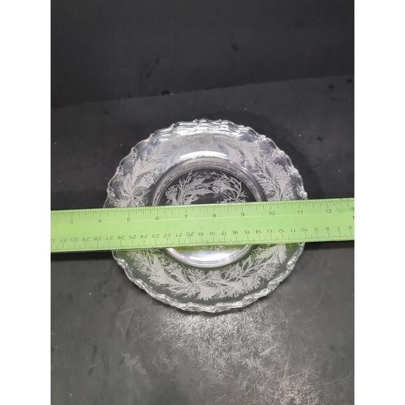 Fostoria Heather Etched Salad Plates Set, Clear 7" Plates, 5-Piece Set, Floral - Picture 6 of 6